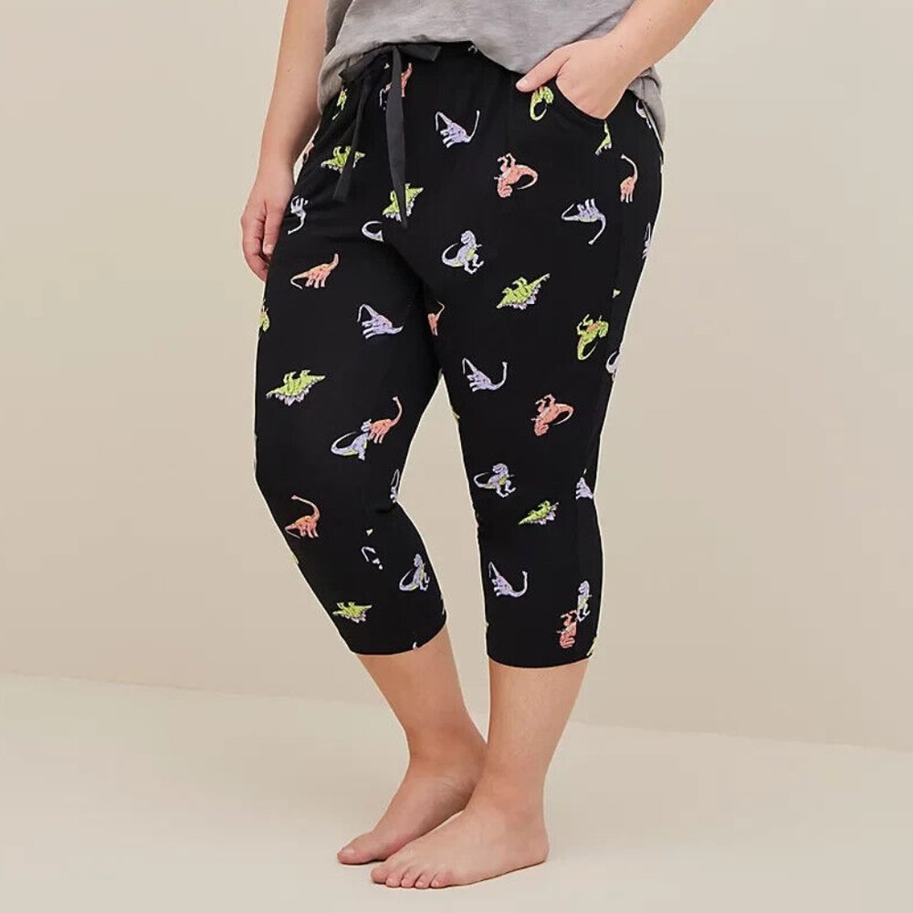 Torrid 3X Set - Dinosaur Crop Sleep Pajama Lounge Pants + Panty (22-24)
